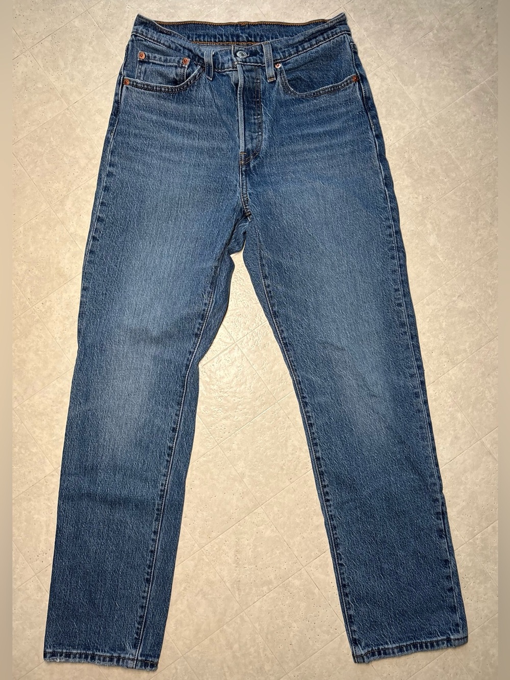 Levis 501 Womens Straight Leg Jeans W27 L30 Blue Denim Button Fly Classic Fit